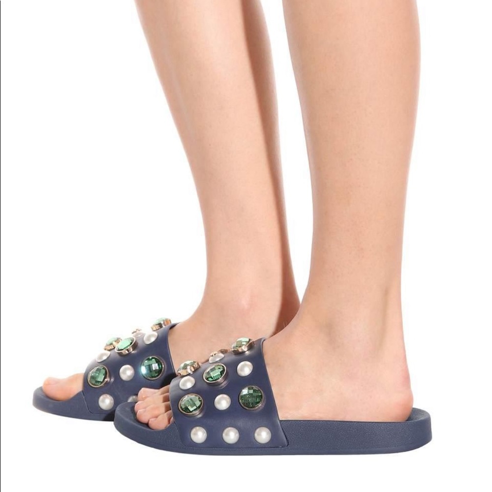 Tory Burch Vail Embellished Slide Sandals